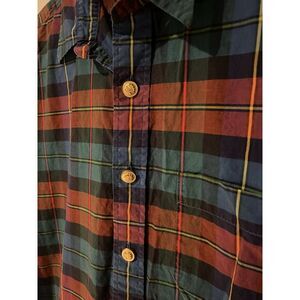 Ralph‎ Lauren Crown Buttons Gold Plaid Button Up Shirt Women's Size 12